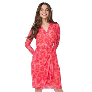 Esqualo Wrap Mesh Animal Print Dress Size Large